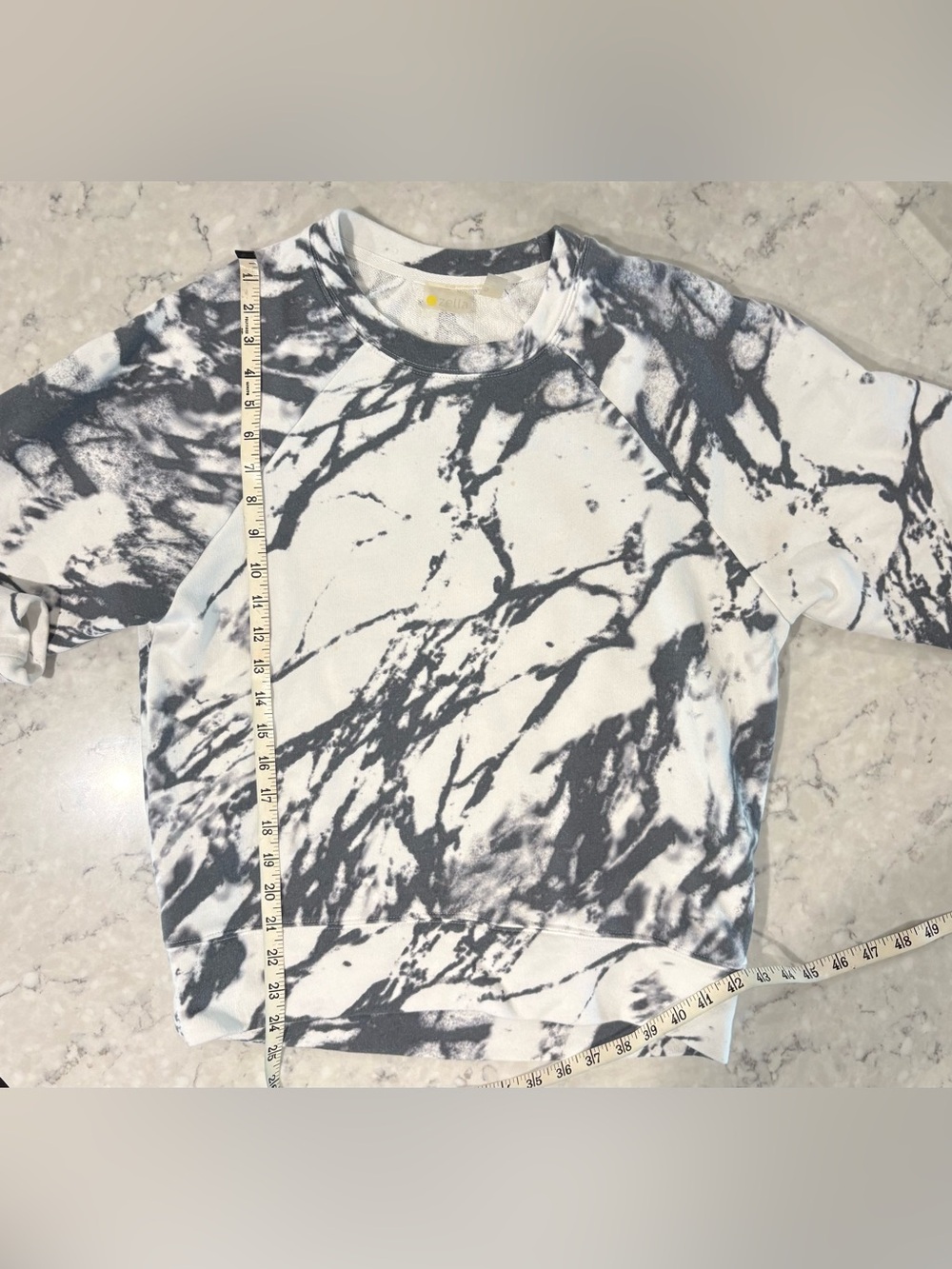 Zella Women’s Small -White and Charcoal Marble Crewneck Sweatshirt - Picture 8 of 12
